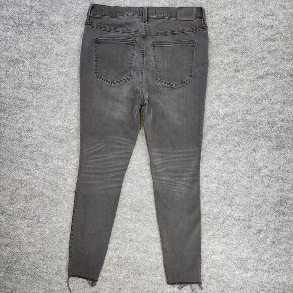 Madewell Jeans Womens 32 Black Sea 9" Mid-Rise Skinny Distressed Casual Stretch - Picture 4 of 16
